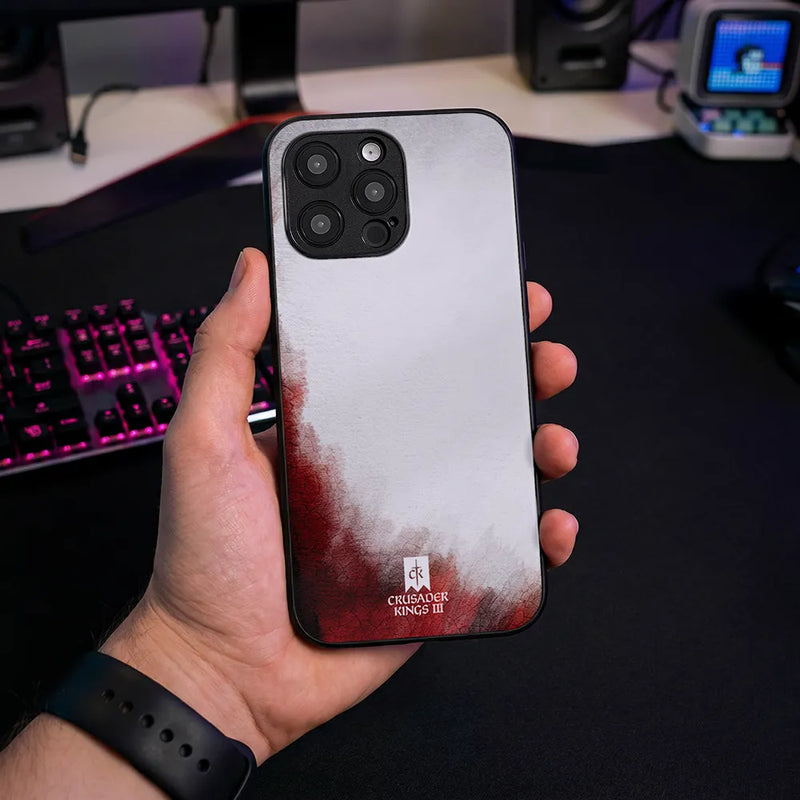 Glass Phone Case Red & White Banner