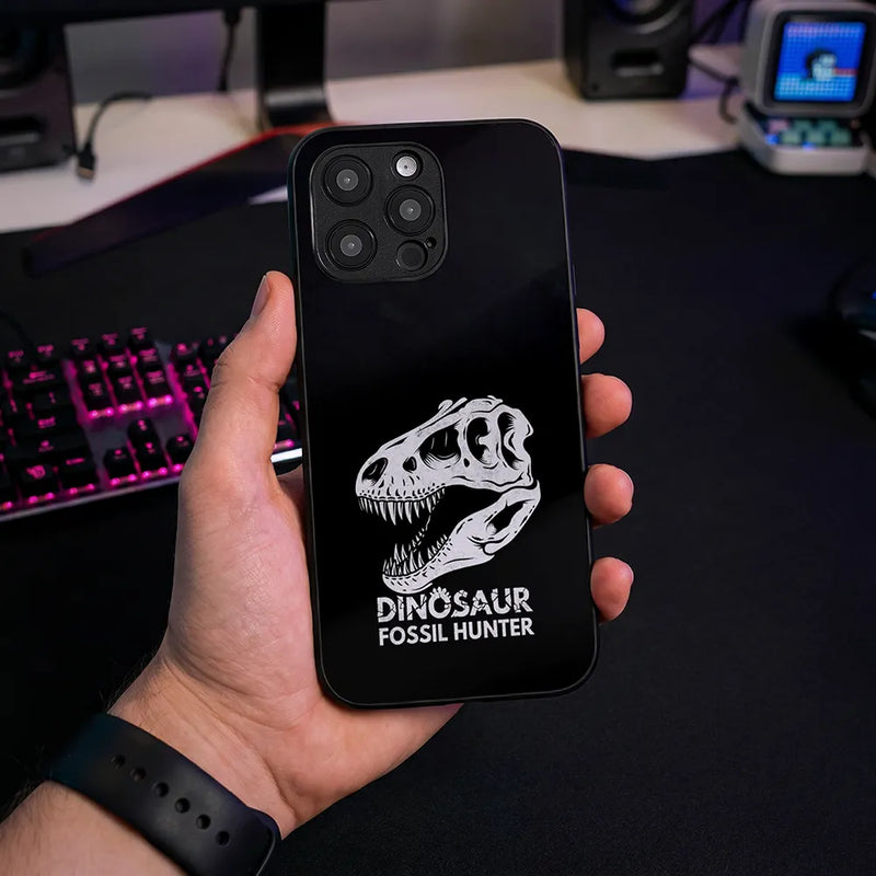 Glass Phone Case Dino Skull Hunter