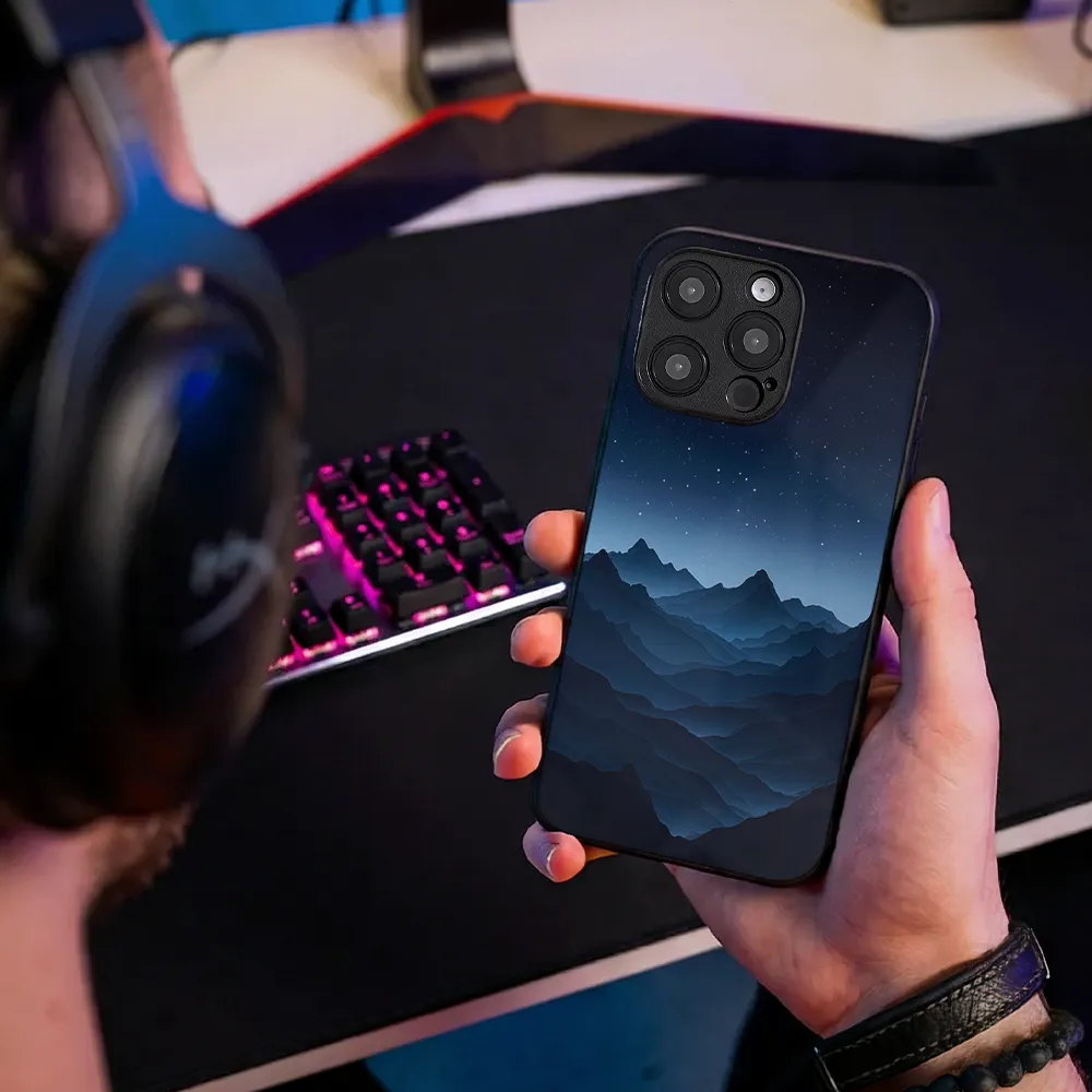 Glass Phone Case Moonlit Hills