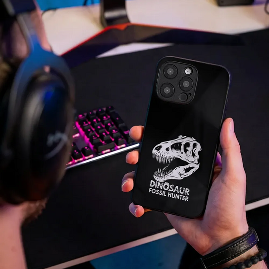 Glass Phone Case Dino Skull Hunter