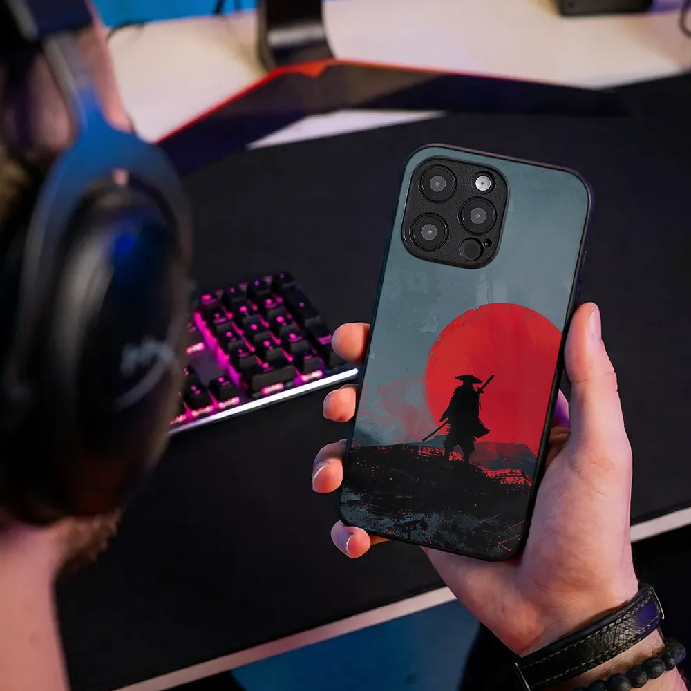 Glass Phone Case Grey Samurai