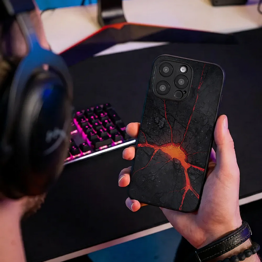 Glass Phone Case Lava Cracks